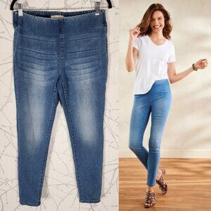 Soft Surroundings Light Wash Stretch High Rise Pull On Skinny Jeans